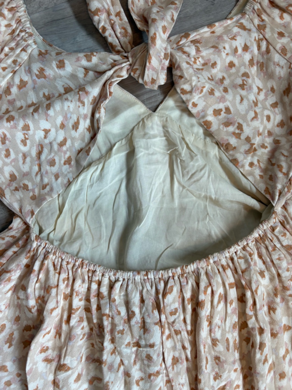 NWT Saltwater Luxe Tristan Puff Sleeve Midi Dress Sand Beige Floral Size S Boho - Picture 7 of 14